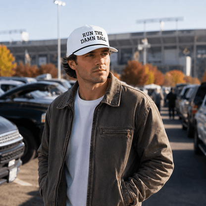 Run The Damn Ball Football Hat (White Edition)