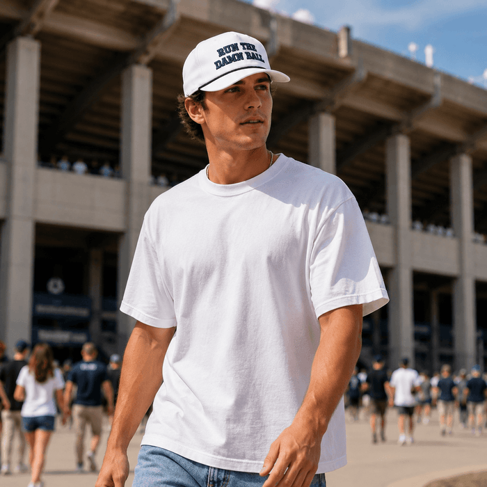 Run The Damn Ball Football Hat (White Edition)