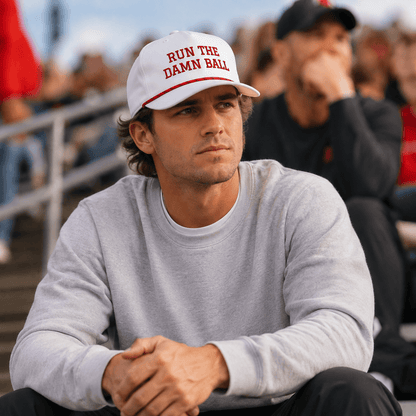 Run The Damn Ball Football Hat (White Edition)