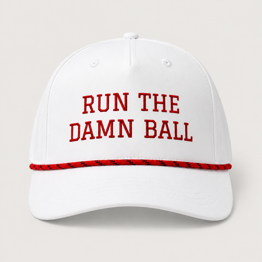 Run The Damn Ball Football Hat (White Edition)